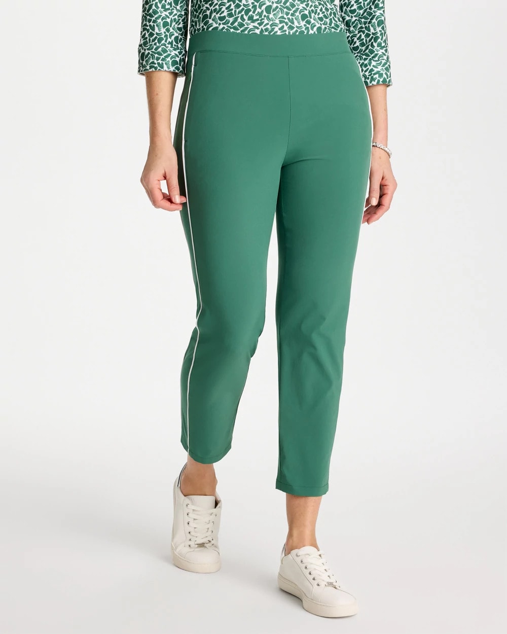 Water Lily Green Zenergy® UPF Side Piping Ankle Pants