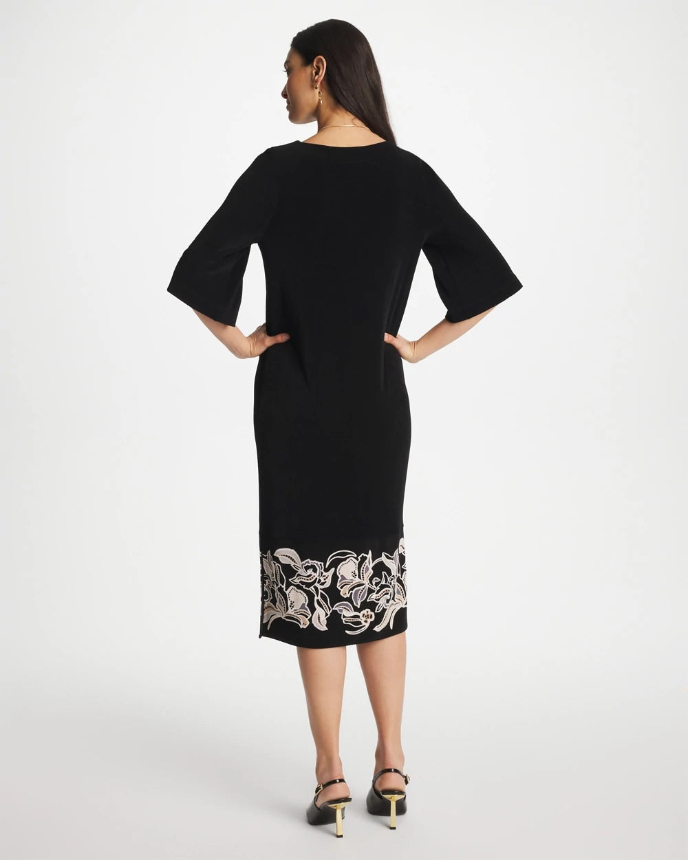 Travelers Black Travelers™ Border Kimono Sleeve Dress
