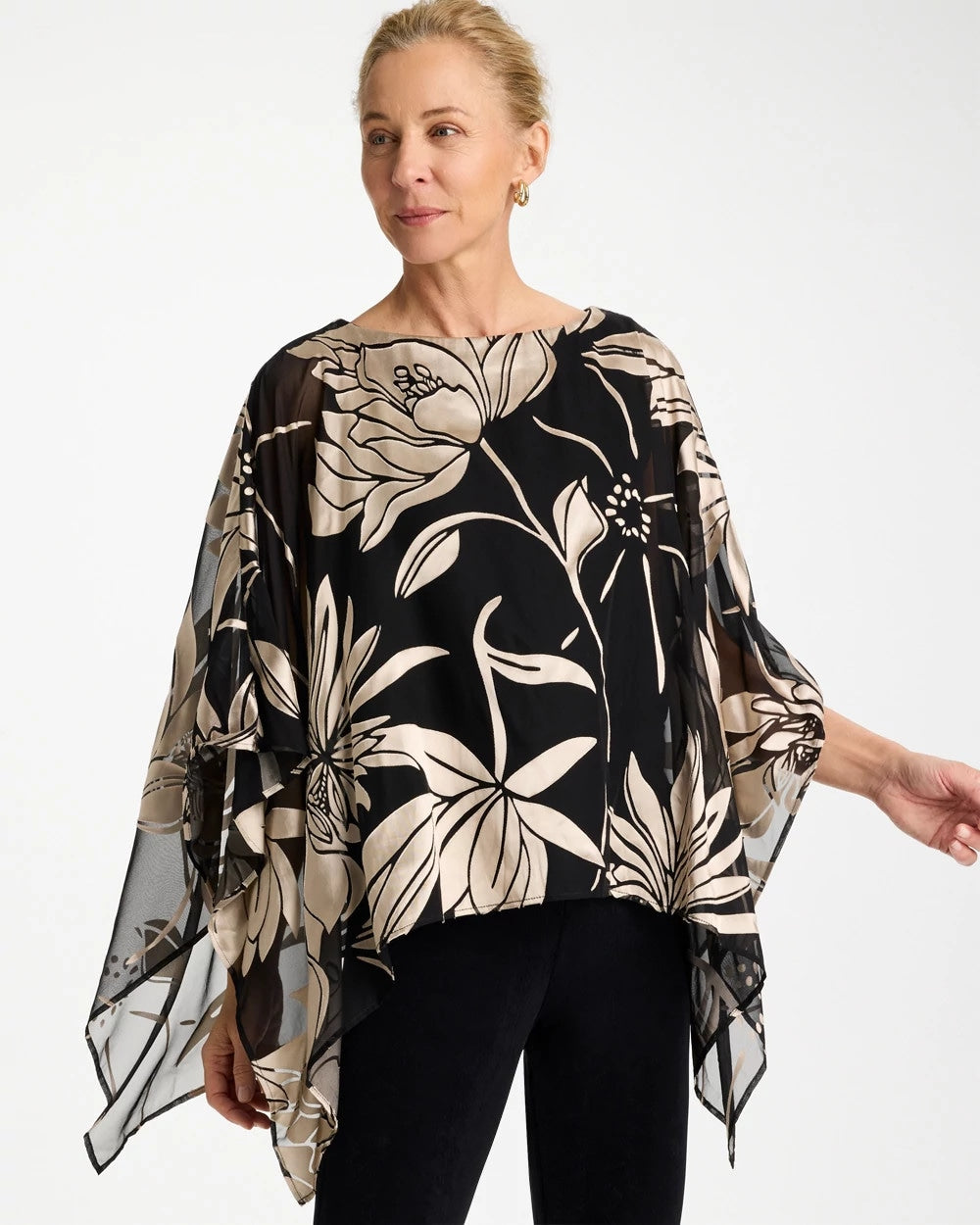 Travelers Black Travelers™ Burnout Floral Chiffon Top
