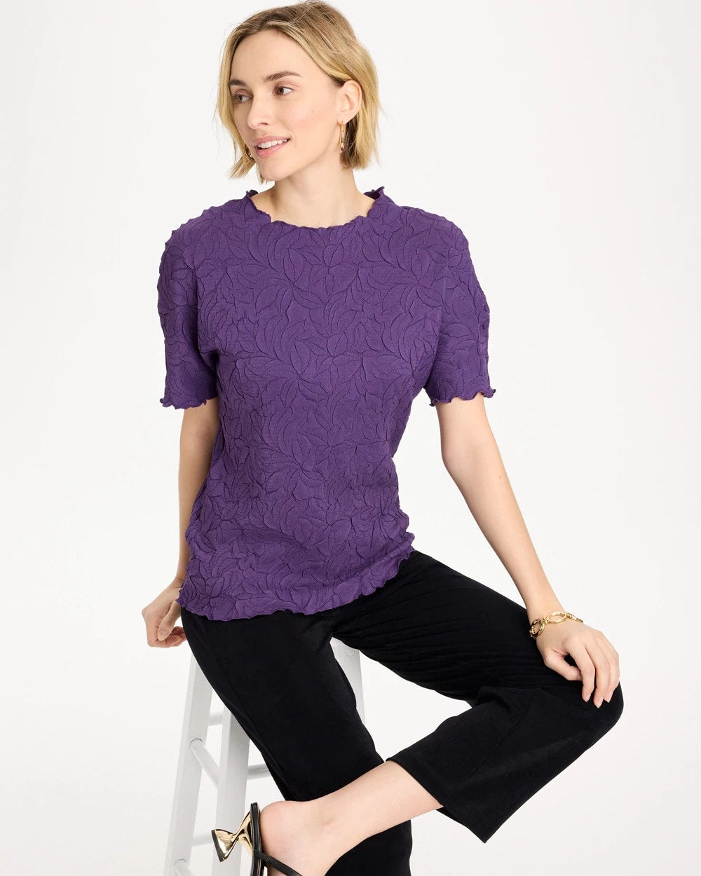 Rich Amethyst Travelers™ Embossed Pullover Top