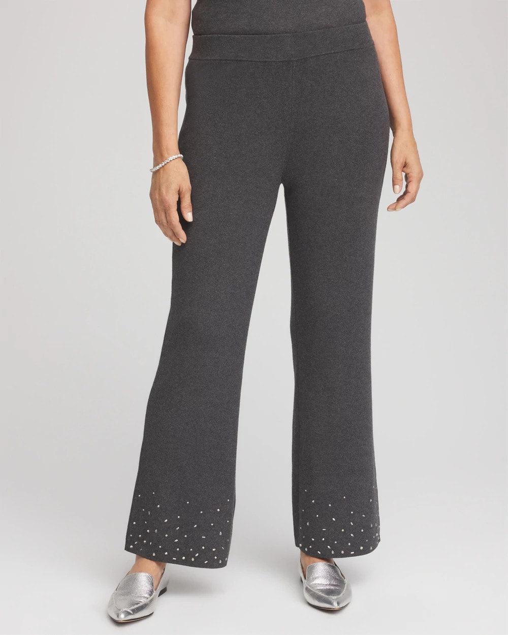 Graphite Gray Travelers™ Embellished Straight-Leg Pants