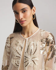 Modern Ecru Travelers™ Collection Sequin-Mesh Jacket