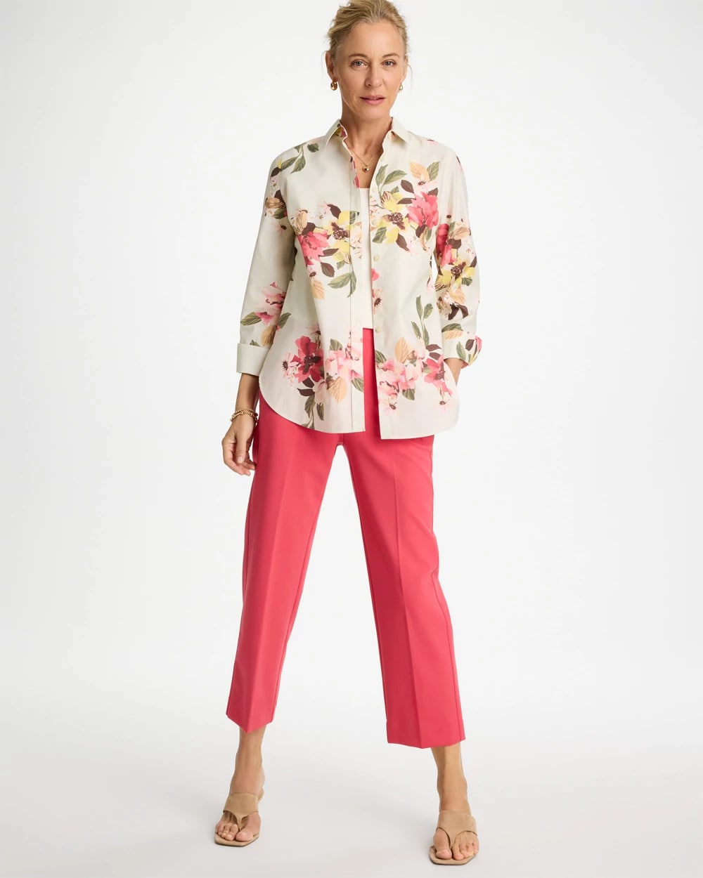Hot Honeysuckle No Iron™ Printed Stretch Shirt