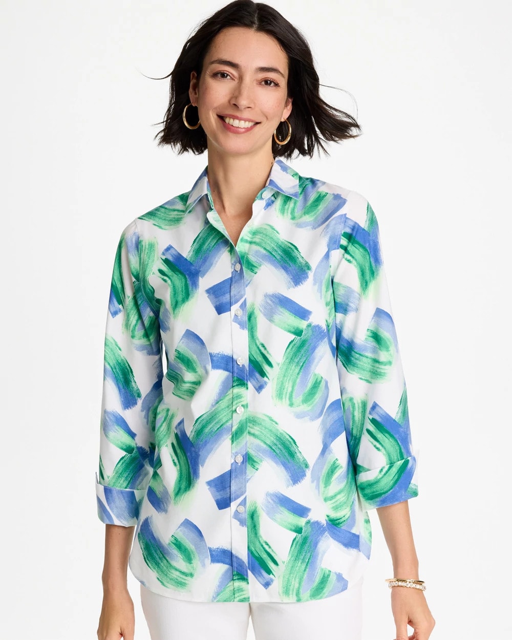 Amparo Blue No Iron™ Printed Stretch Shirt