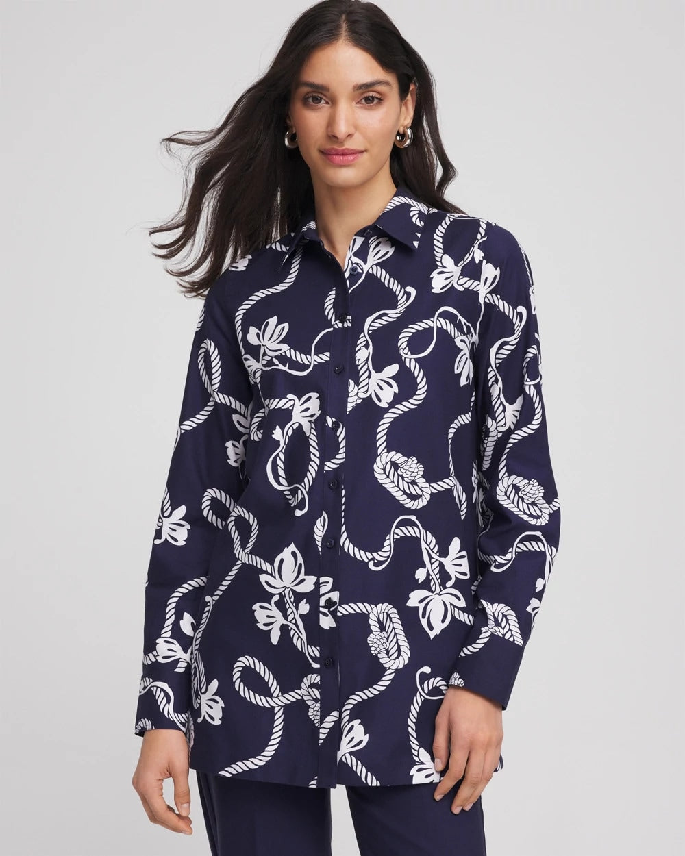 Passport Blue No Iron™ Rope Print Tunic