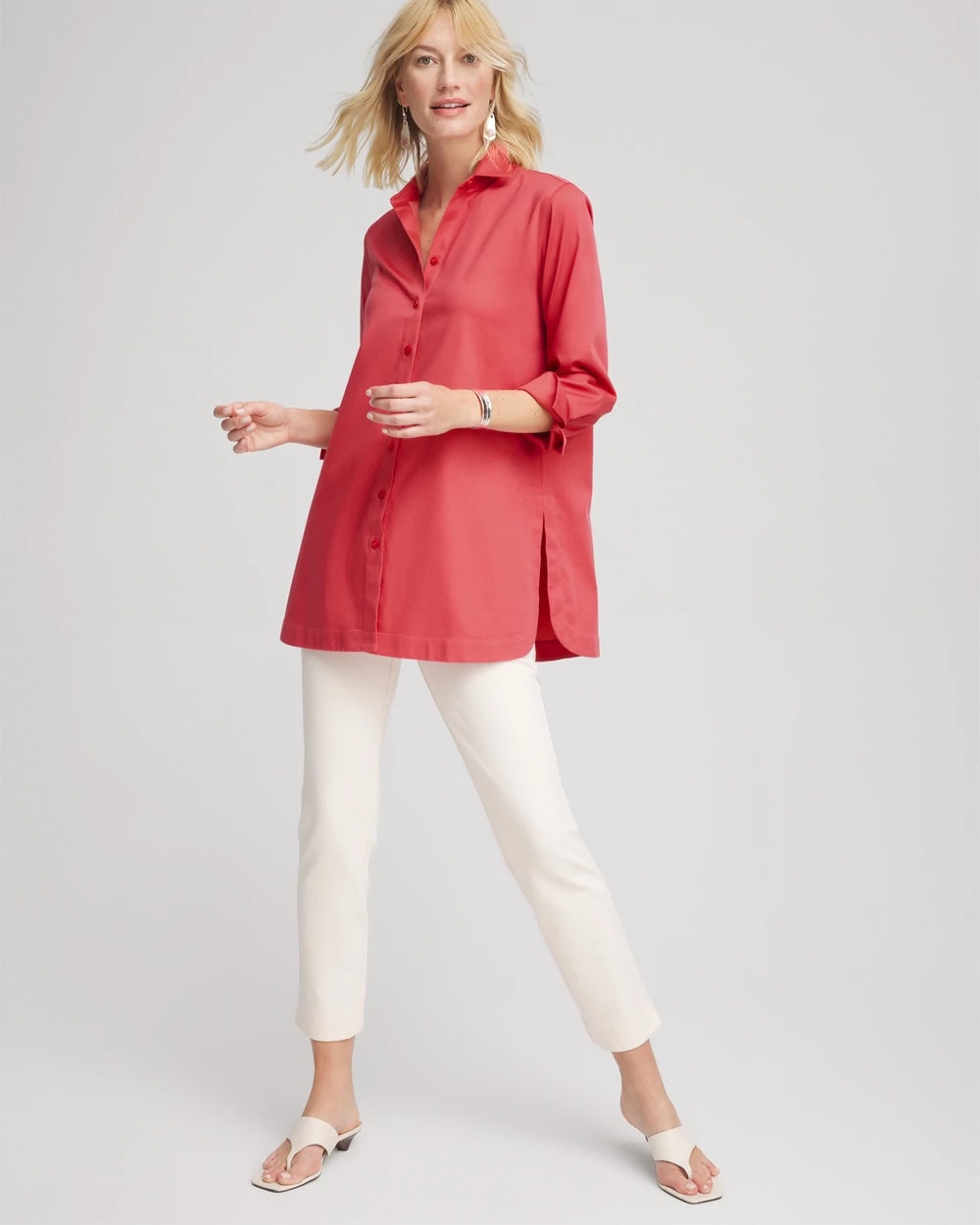 Folkloric Red No Iron™ Classic Button Down Tunic