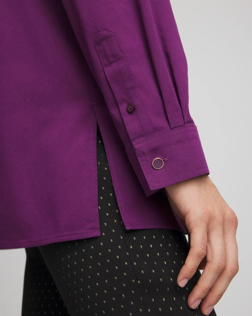 Purple Royale No Iron™ Novelty Button Tunic