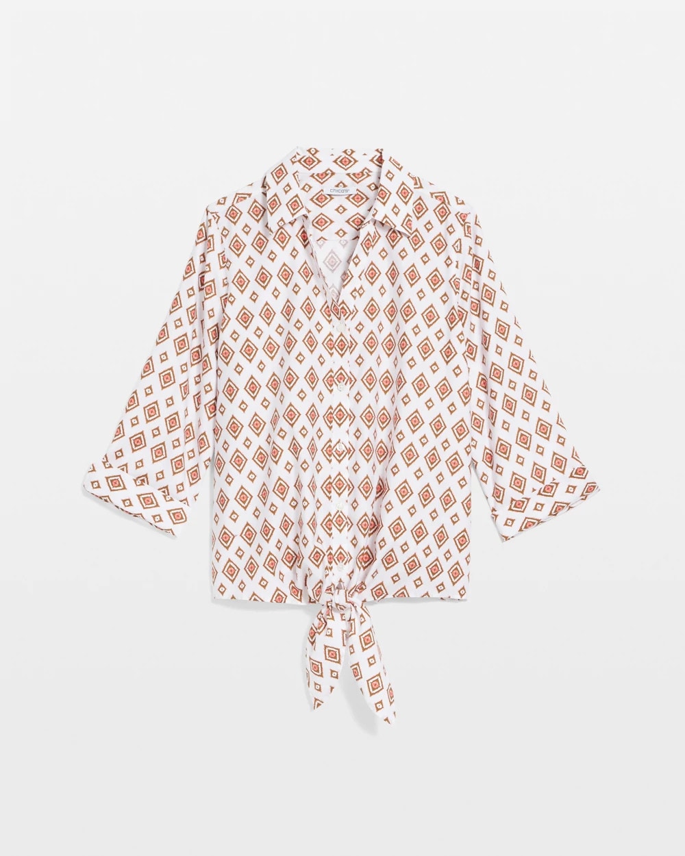 Siesta Rose No Iron™ Tie-Front Geo-Print Shirt