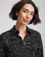 Black No Iron™ Findot Print Sateen Shirt