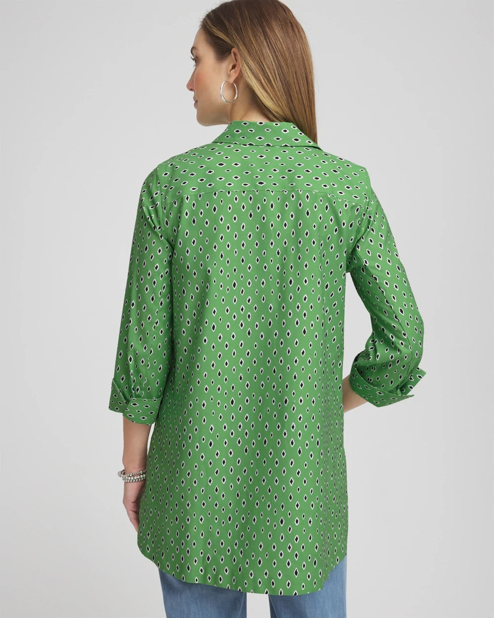Salted Lime No Iron™ Geo-Print Tunic