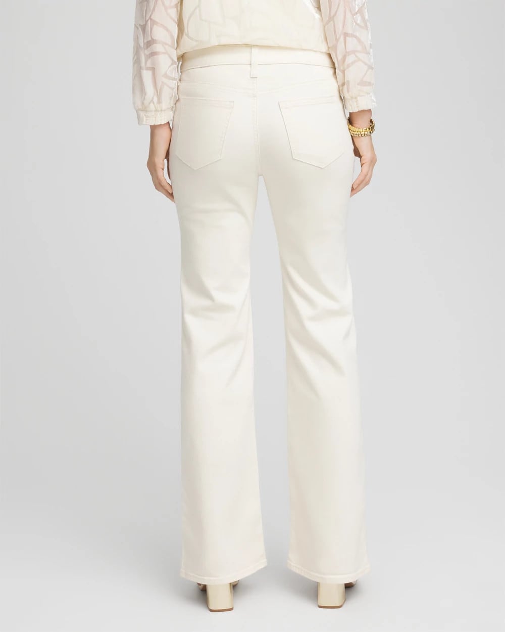 English Cream Petite Girlfriend Flared Leg Jeans