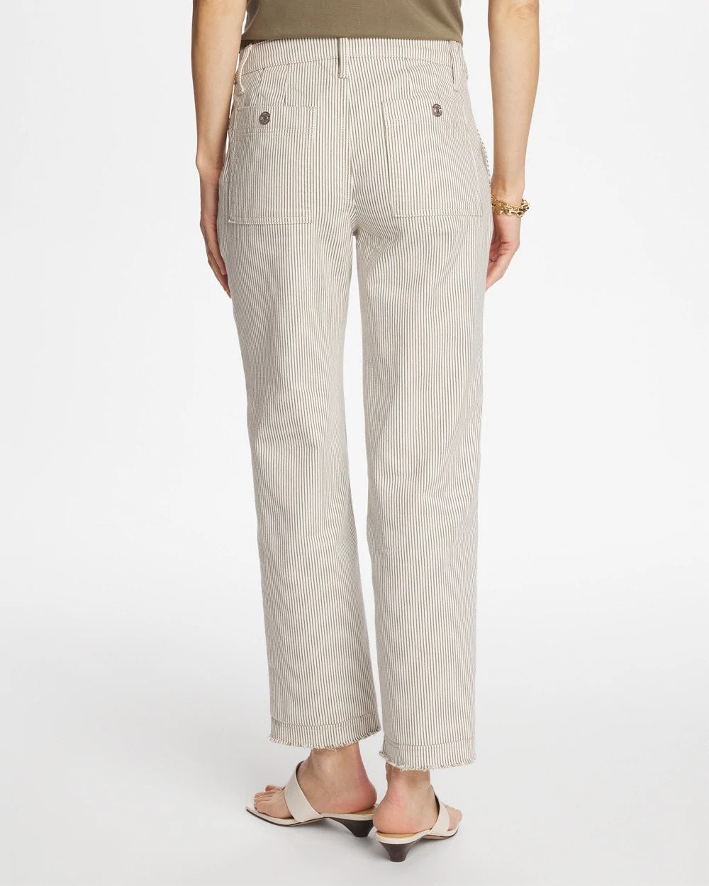 Lichen Stripe Girlfriend Straight Ankle Jeans