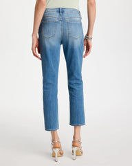 Aquamarine Indigo Floral Patchwork Girlfriend Crop Jeans