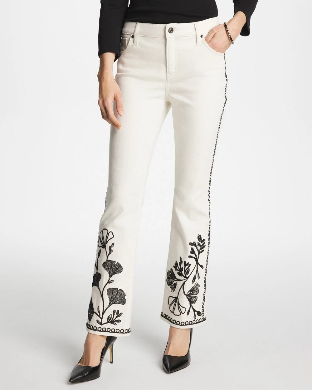 Sea Salt Ginkgo Girlfriend Cropped Flared Jeans