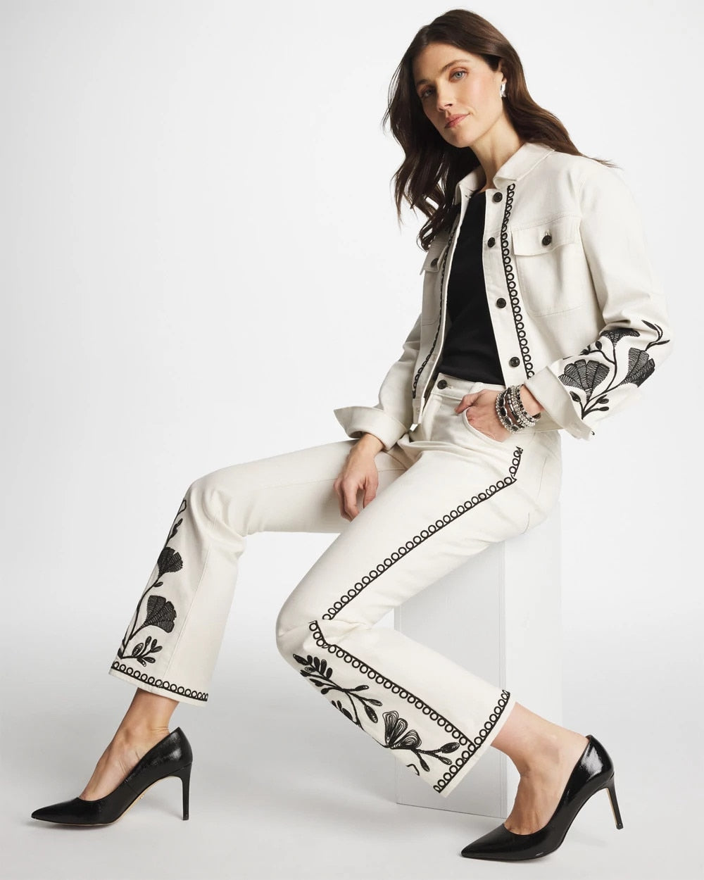 Sea Salt Ginkgo Girlfriend Cropped Flared Jeans