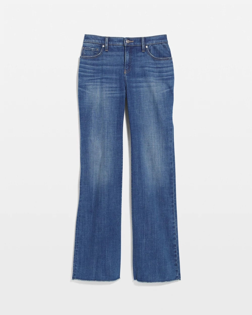 Jessamine Indigo Girlfriend Frayed Flared Jeans