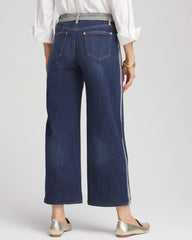 Eclipse Indigo Girlfriend Cropped Colorblock Wide-Leg Jeans