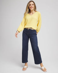 Dark Sapphire Indigo Girlfriend Wide-Leg Cropped Jean