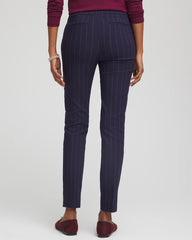Passport Blue Pinstriped Brigitte™ Slim Pull-On Ankle Pants