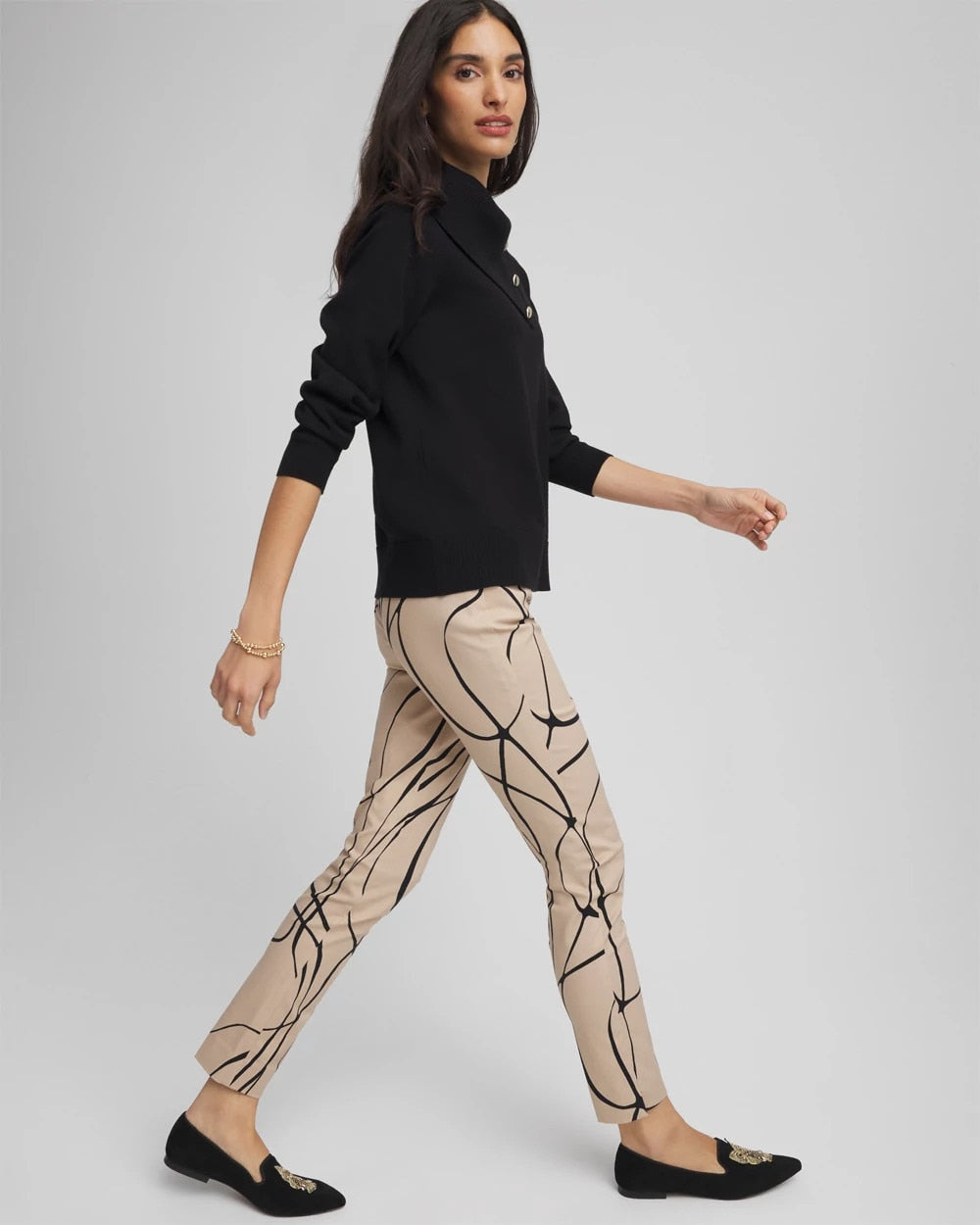 Champagne Fizz Brigitte™ Golden Leaf  Slim Ankle Pants