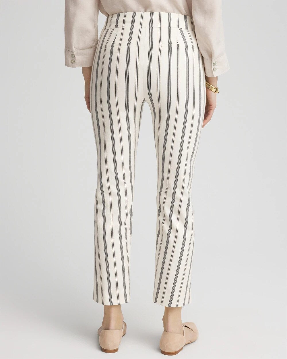 Ecru Brigitte™ Slub Striped Cropped Pants
