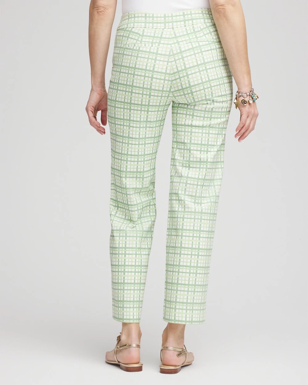 Moroccan Mint Brigitte™ Wide Leg Plaid Cropped Pants