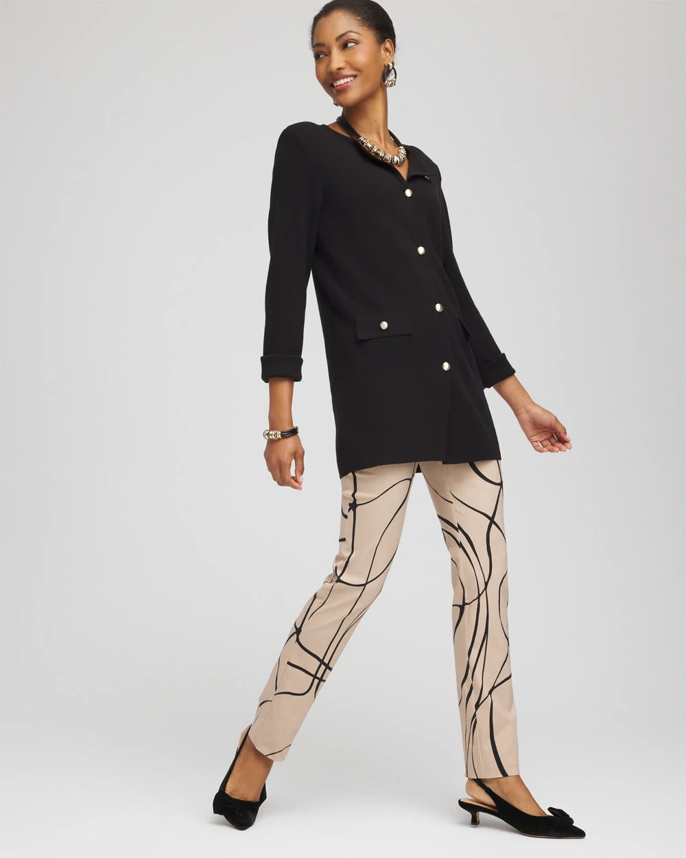 Champagne Fizz Brigitte™ Golden Leaf Slim Full-Length Pants