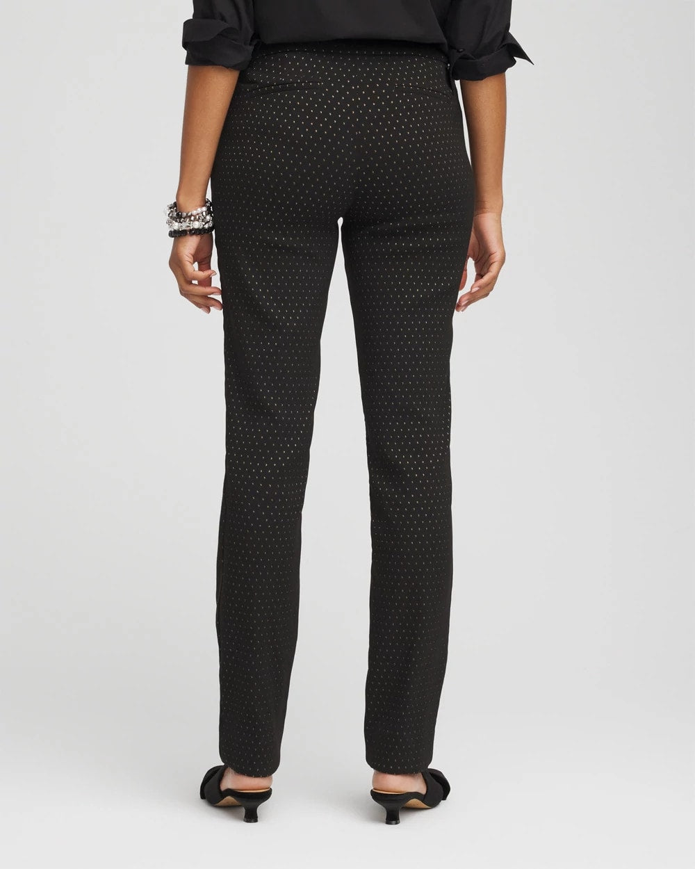 Black Brigitte™ Slim Full-Length Jacquard Pants