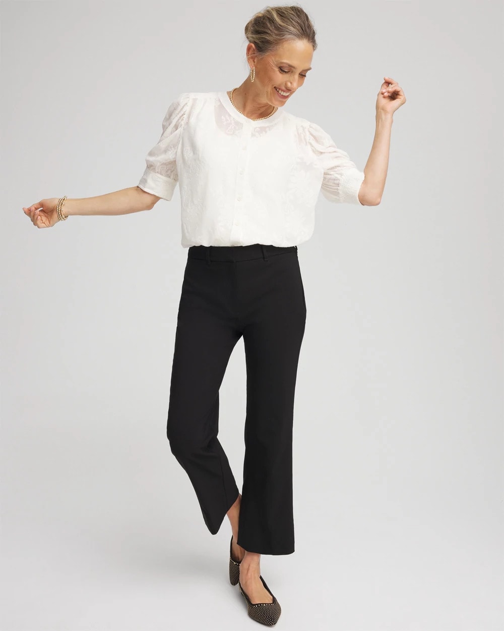 Black Emme Cropped Flared Pants