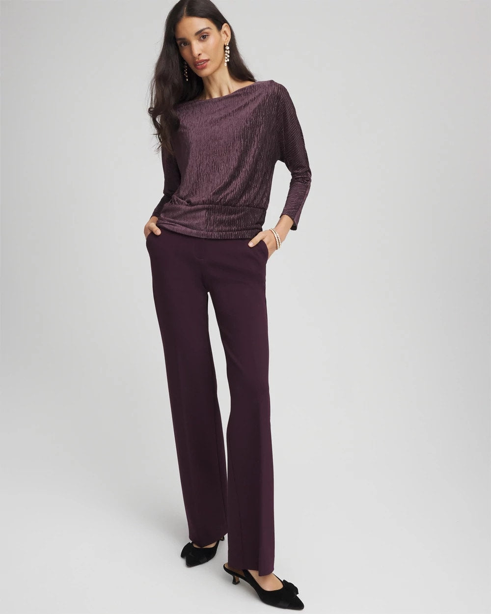 Night Bloom Emme Wide-Leg Trouser Ponte Pants