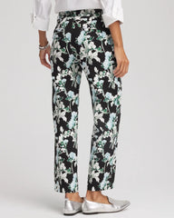Black Floral Emme Straight Ankle Pants