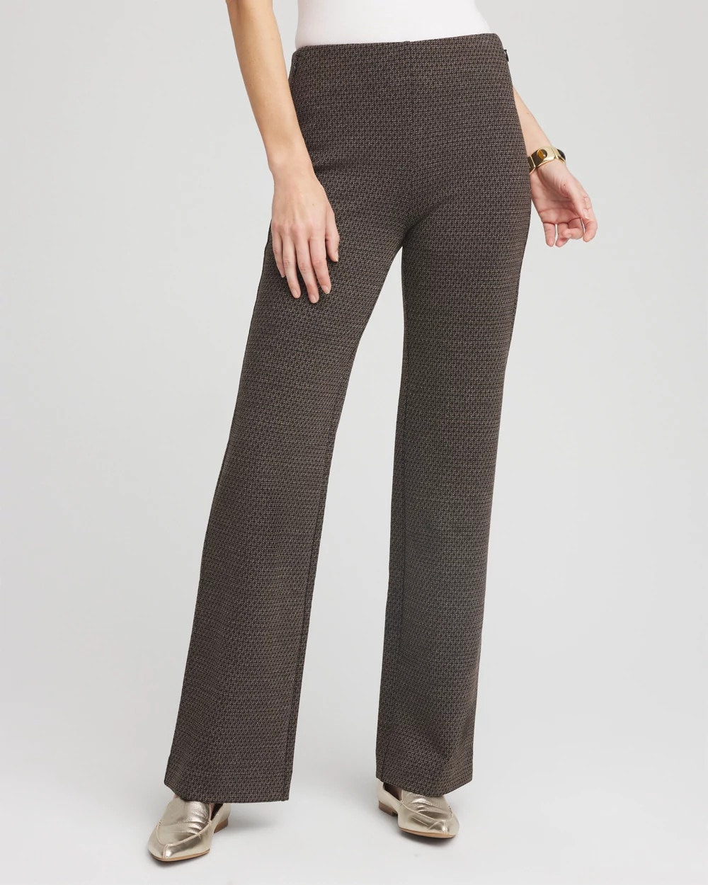Black Juliet Jacquard Full-Length Ponte Pants