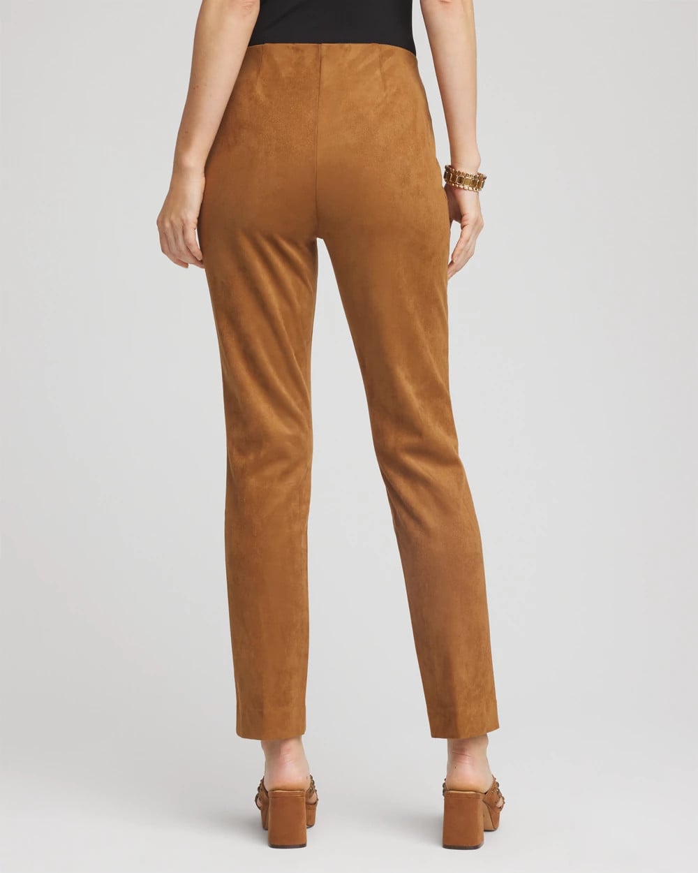 Burnt Sienna Faux Suede Juliet Slim Ankle Pants