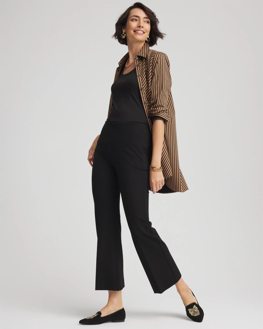 Black Juliet Slim Cropped Flared Pants
