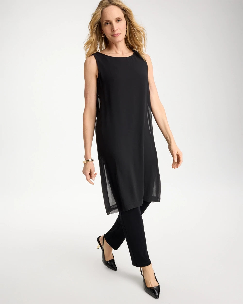 Travelers Black Travelers™ Layered Chiffon Tunic