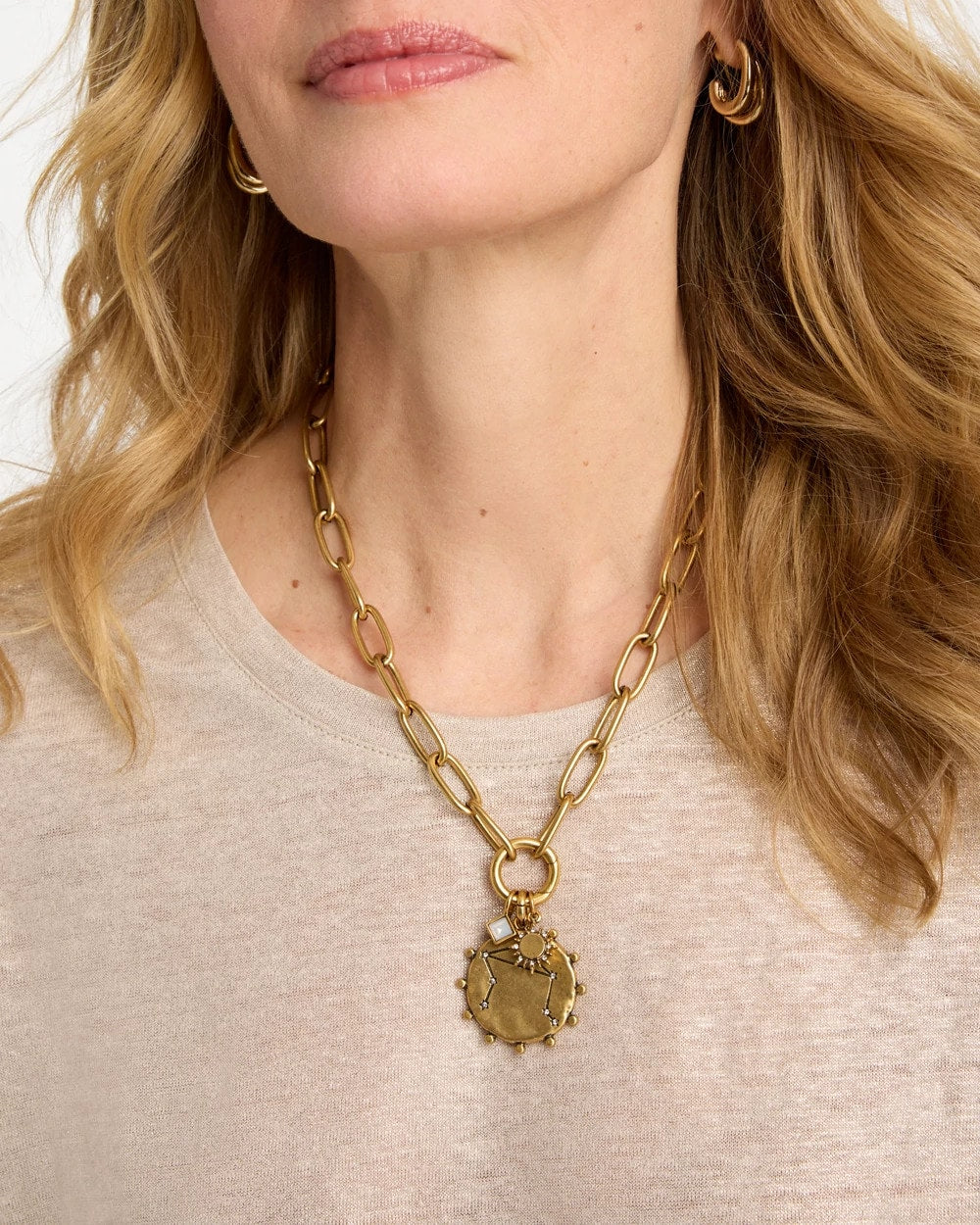 Mixed Metals Libra Zodiac Charm Pendant