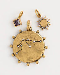 Mixed Metals Aquarius Zodiac Charm Pendant