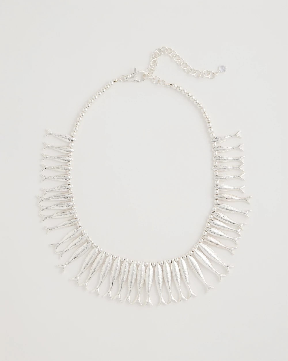 Silver Silvertone Fish Collar Necklace