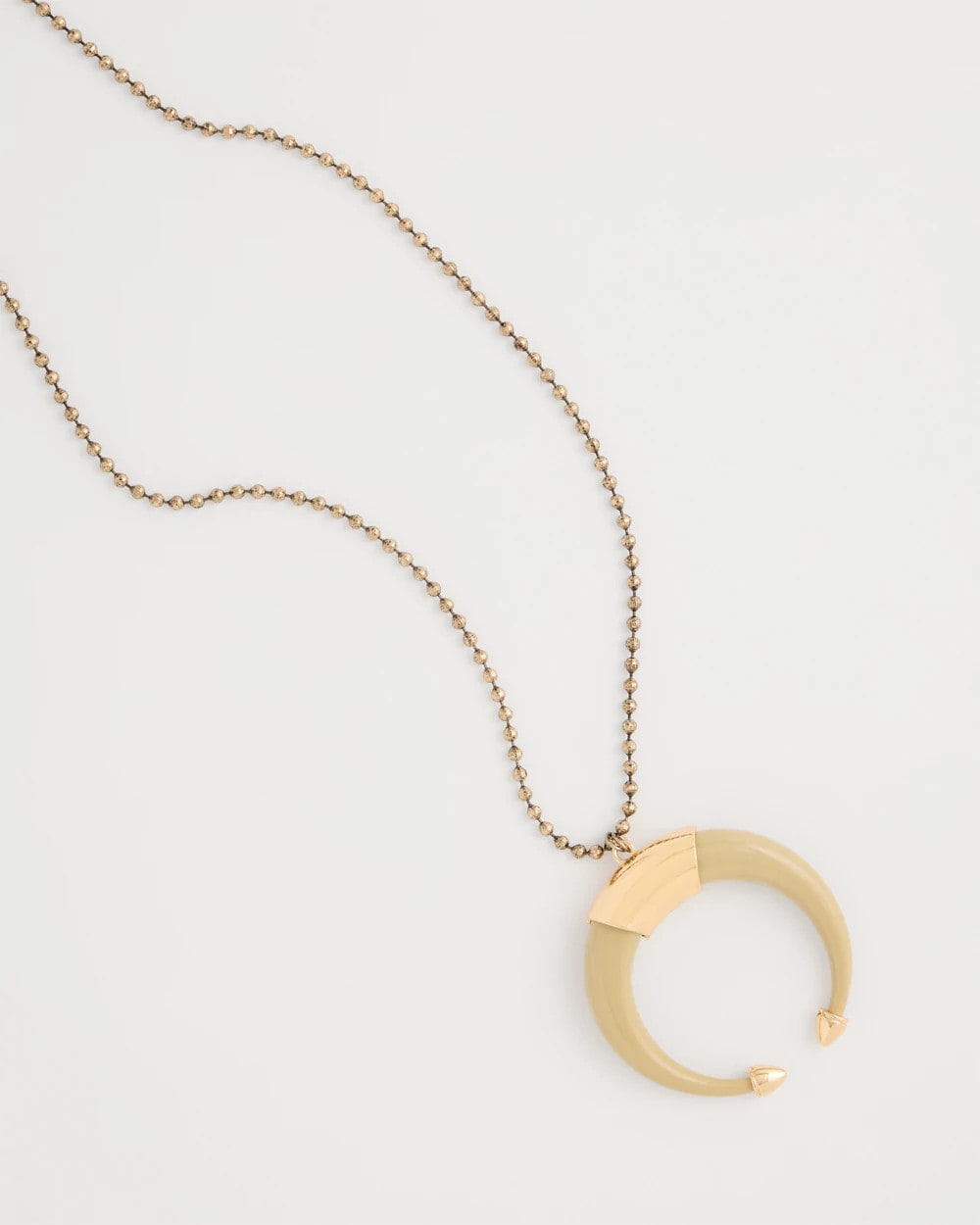 Neutral Long Horn Pendant Necklace