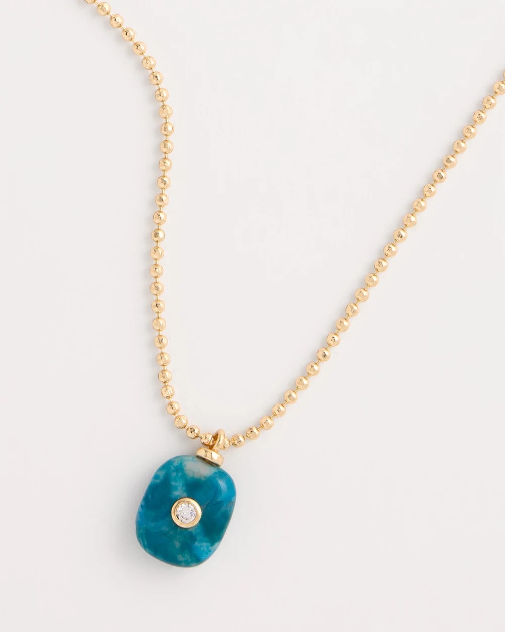 Teal Genuine Jade Stone Pendant Necklace