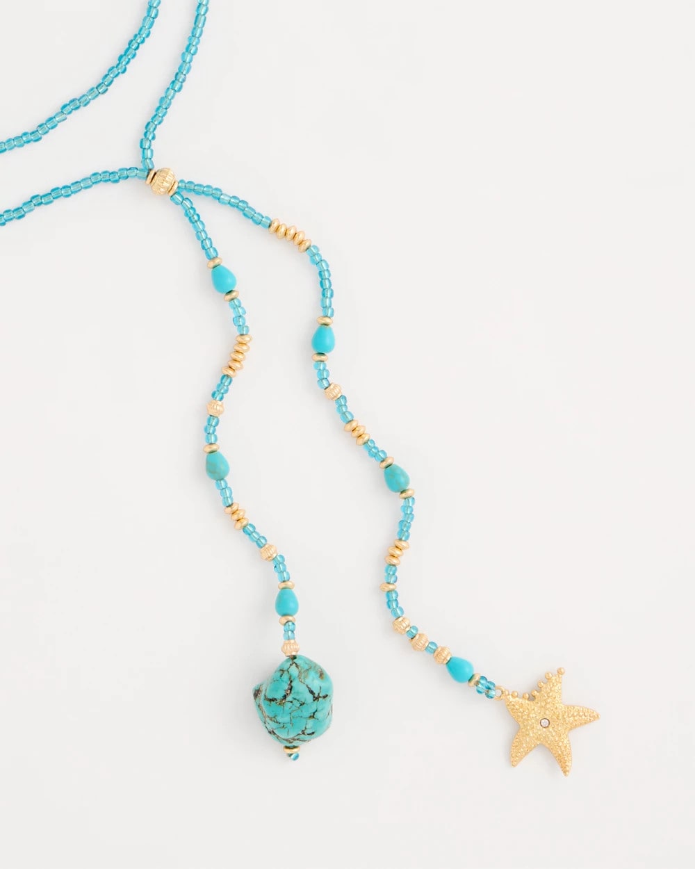 Teal Genuine Turquoise Stone Y-Necklace