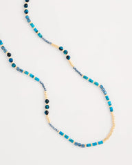 Teal Genuine Stone Beaded Long Necklace