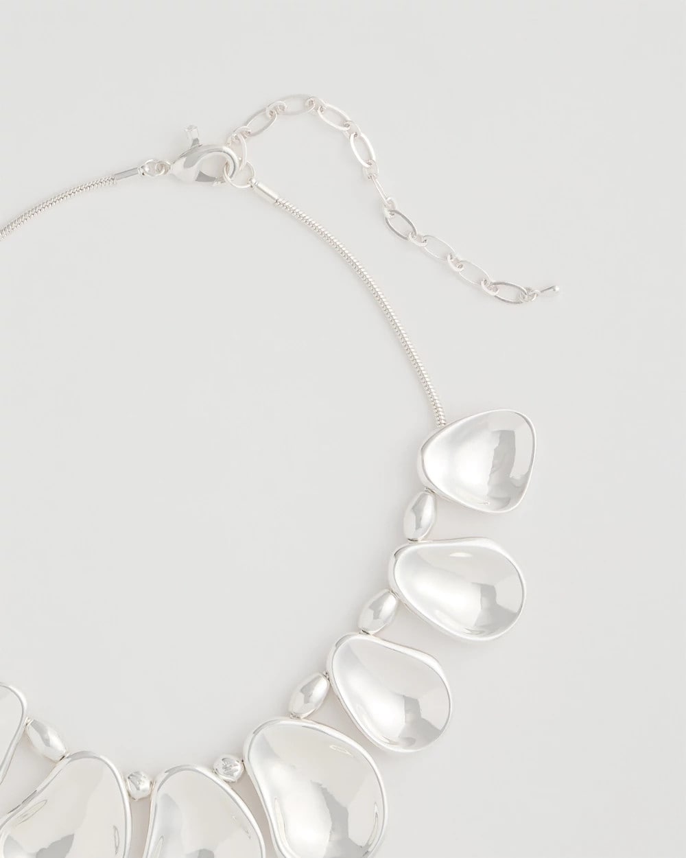 Silver Shiny Silvertone Bib Necklace