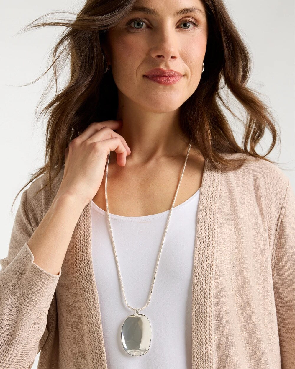 Silver Adjustable Silvertone Pendant Necklace