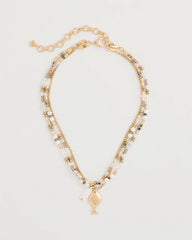 Neutral Neutral Jasper Shell Short Necklace