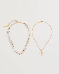 Neutral Neutral Jasper Shell Short Necklace