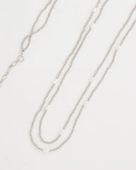 Silver Pearlescent Bead Ball Long Necklace