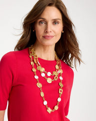 Gold Pearl Hammered Short Necklace