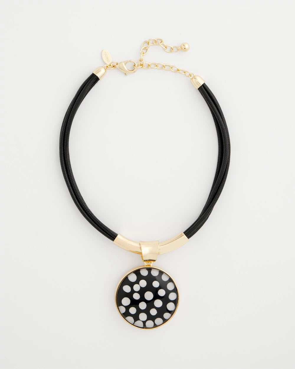 Black/White Polka Dot Pendant Necklace