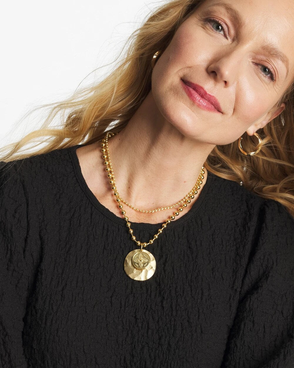 Gold Short Gold Ball Chain Pendant